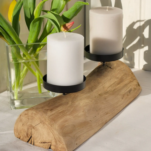 Handgefertigtes Balkenlicht aus Upcycling-Eiche, minimalistisches Deko-Unikat für Blockkerzen - nachhaltig & handgefertigt