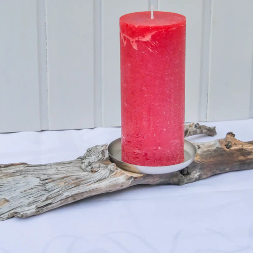 Handgefertigtes Upcycling-Unikat STOR: Großer Kerzenständer aus hitzebehandeltem Schwemmholz, 57 cm breit, nachhaltige Wohndeko - nachhaltig & handgefertigt